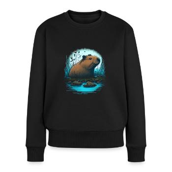 Wasserschwein - Frauen Premium Bio Pullover - Schwarz - Vorne - Julia (174cm)