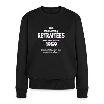 Retraite et 1959 cadeau humour retraitée - Pull Premium bio Femme - noir - Devant - Julia (174cm)