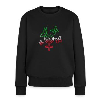 woman life freedom, schmetterlinge,iran,flagge - Frauen Premium Bio Pullover - Schwarz - Vorne - Julia (174cm)
