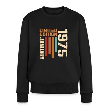 Janvier 1975 - 1975 Janvier Cadeau Anniversaire - Pull Premium bio Femme - noir - Devant - Julia (174cm)