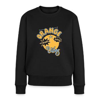 Orangen Vibes Juicy Fruits Sommer Sonne - Frauen Premium Bio Pullover - Schwarz - Vorne - Julia (174cm)