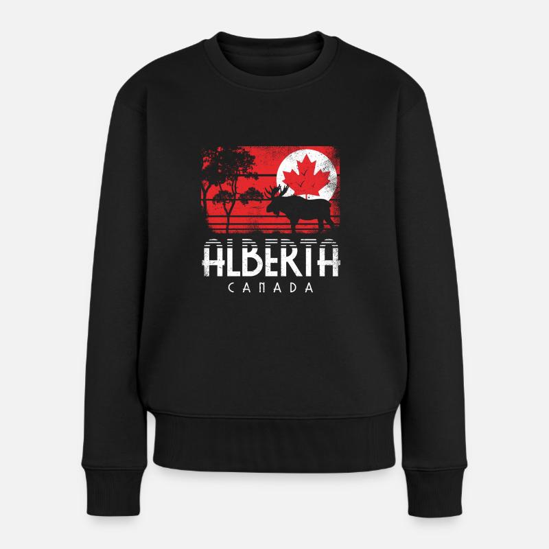 ALBERTA KANADA FLAGGE AHORNBLATT CANADA GESCHENK - Frauen Premium Bio Pullover - Schwarz