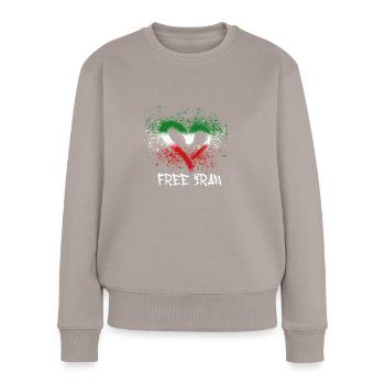 free iran,herz,iran,flagge,graffiti - Frauen Premium Bio Pullover - Taupe - Vorne - Julia (174cm)