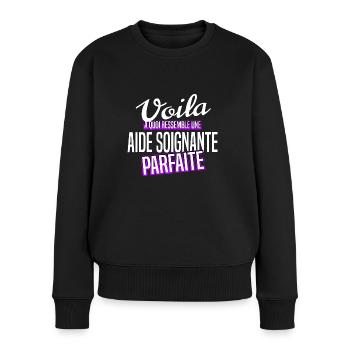 Aide soignante - Pull Premium bio Femme - noir - Devant - Julia (174cm)