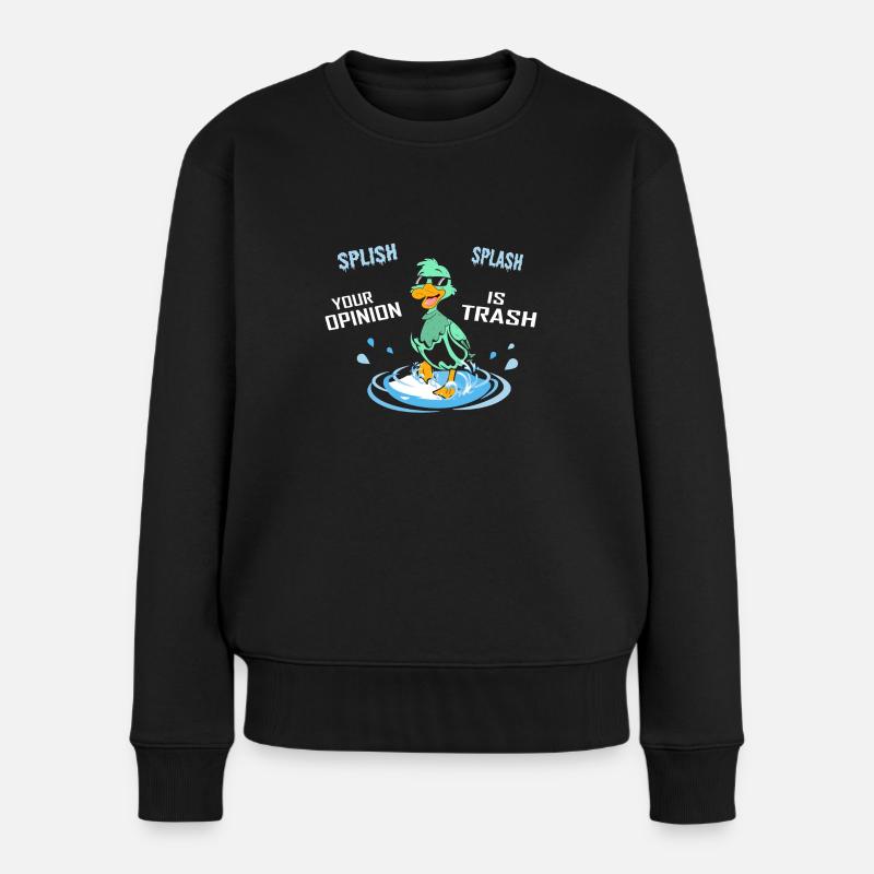 Ente lustiger Spruch - Frauen Premium Bio Pullover - Schwarz