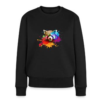 Roter panda ,Graffiti, Malerei,pandabär, bär, bunt - Frauen Premium Bio Pullover - Schwarz - Vorne - Julia (174cm)
