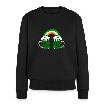 St. Patricks Day Irland Flagge Bier Kleeblatt - Frauen Premium Bio Pullover - Schwarz - Vorne - Julia (174cm)