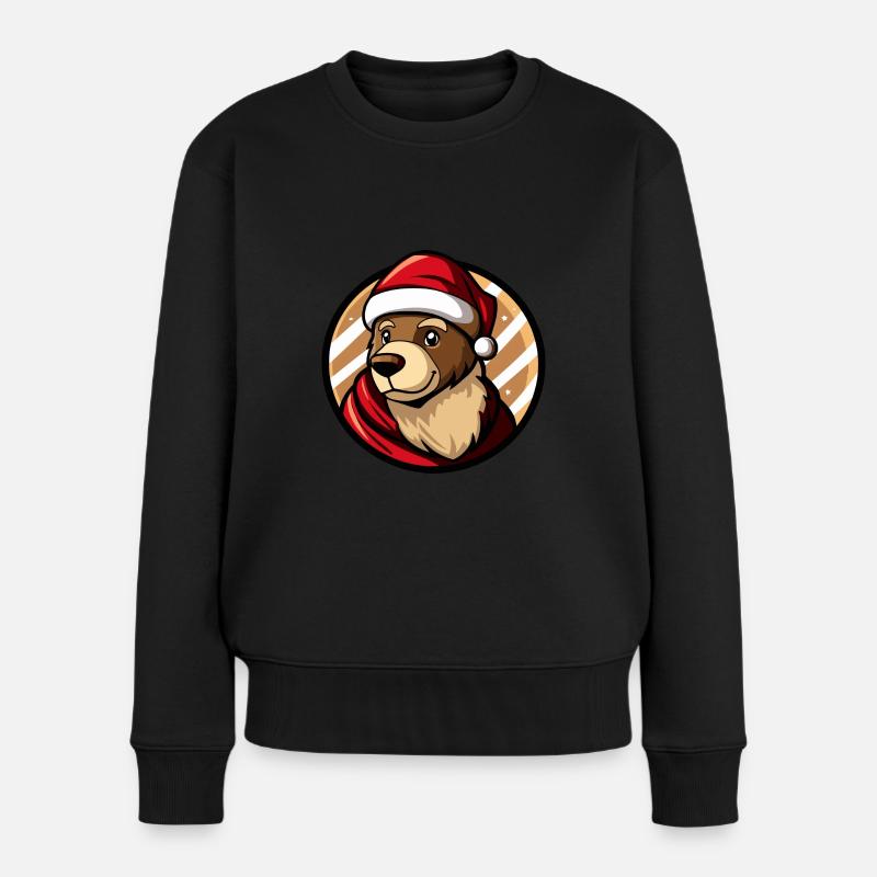 Bär Weihnachten X-Mas - Frauen Premium Bio Pullover - Schwarz