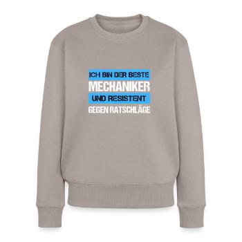 Mécanique résistante - Pull Premium bio Femme - taupe - Devant - Julia (174cm)