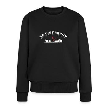 Schaf - sei anders - Hardrockschaf - Frauen Premium Bio Pullover - Schwarz - Vorne - Julia (174cm)