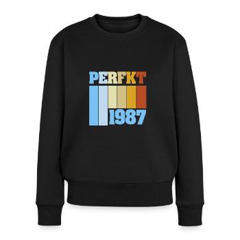 Einzigartig 1987 - Frauen Premium Bio Pullover - Schwarz - Vorne - Julia (174cm)