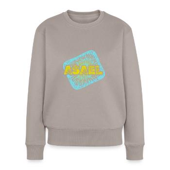 Warp Enterprise Sternenstaub Asael - Frauen Premium Bio Pullover - Taupe - Vorne - Julia (174cm)