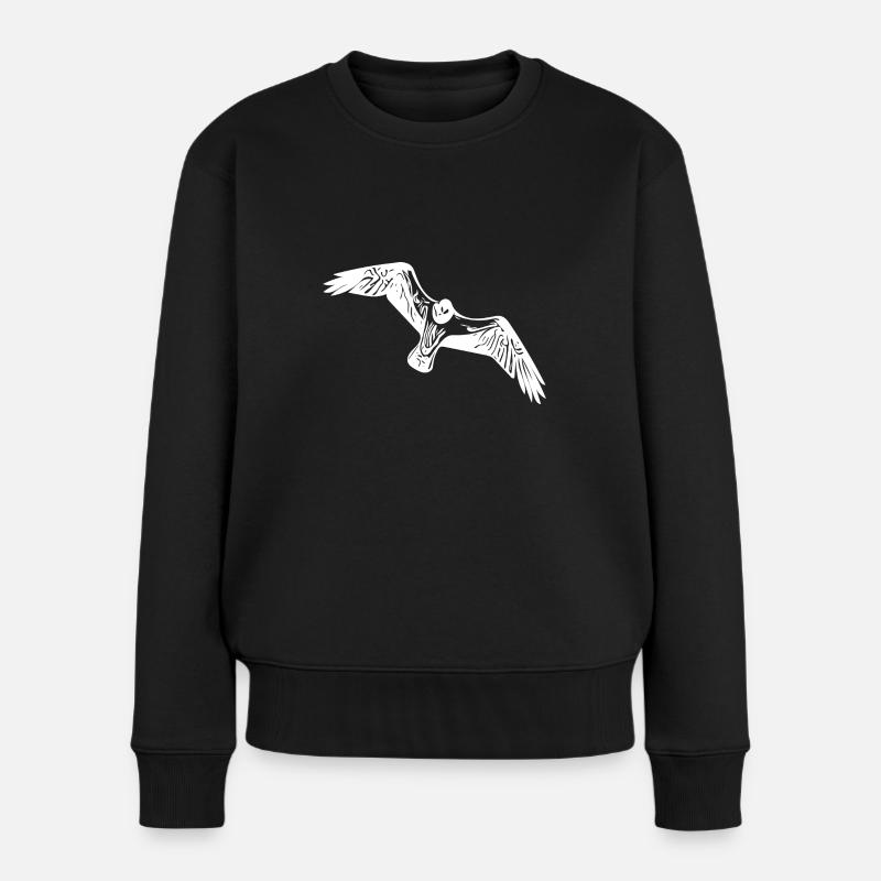 Vintage Seemöve im Flug - Frauen Premium Bio Pullover - Schwarz