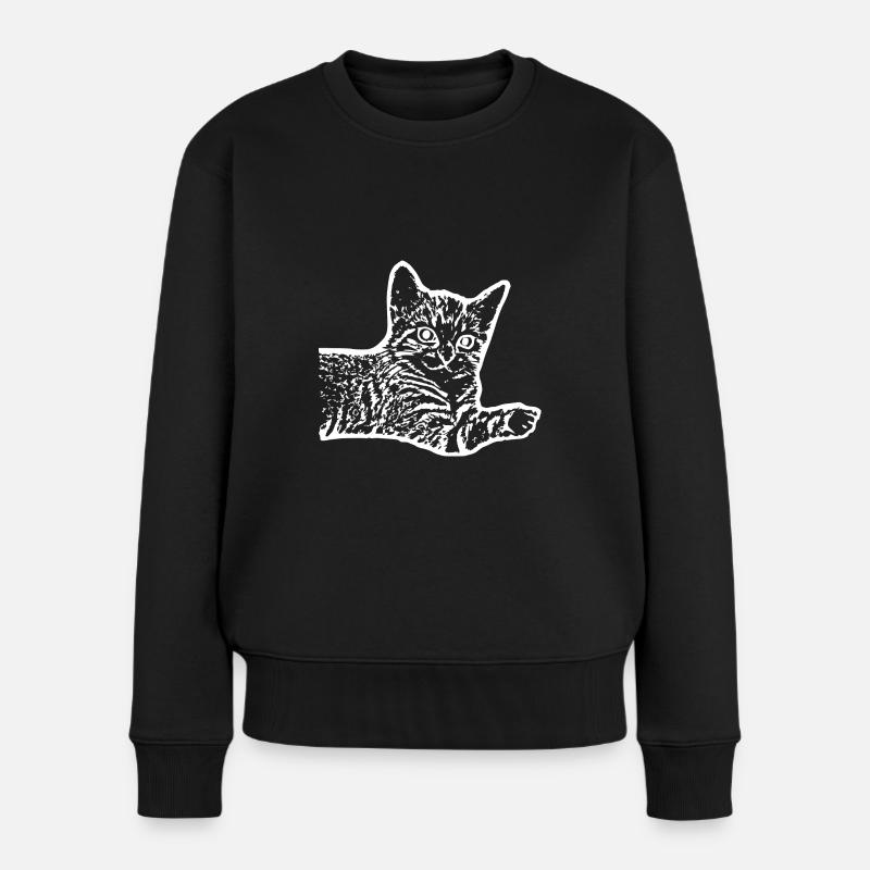 Katze Katze Kätzchen - Frauen Premium Bio Pullover - Schwarz