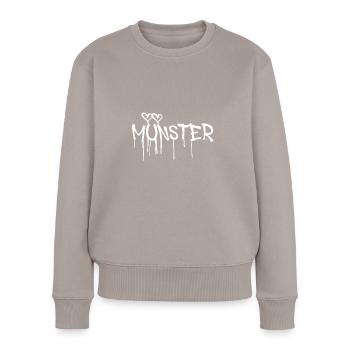 münster,schrift,graffifi - Frauen Premium Bio Pullover - Taupe - Vorne - Julia (174cm)