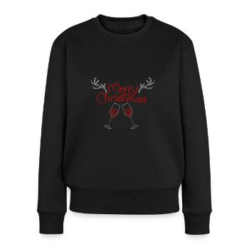 Strass Noël célébrations design unique - Pull Premium bio Femme - noir - Devant - Julia (174cm)