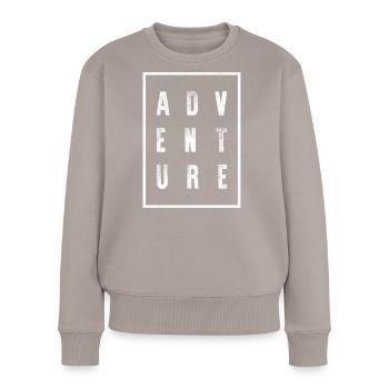 Adventure Grid Letters - Women's Premium Organic Jumper - taupe - Front - Julia (174cm)
