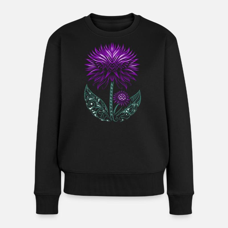 Distel lila Thistle - Frauen Premium Bio Pullover - Schwarz