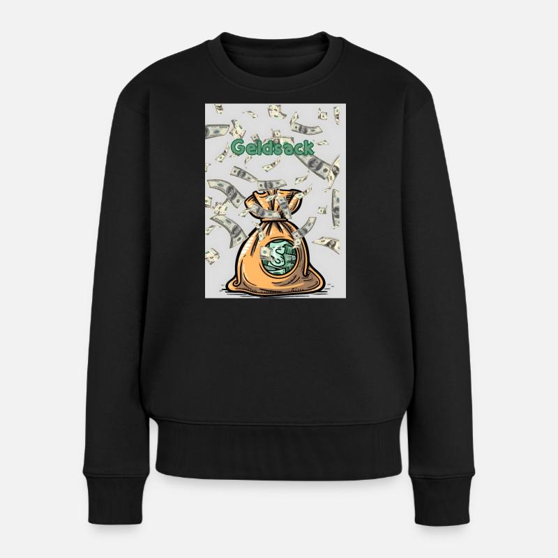Geldsack Geldregen - Frauen Premium Bio Pullover - Schwarz