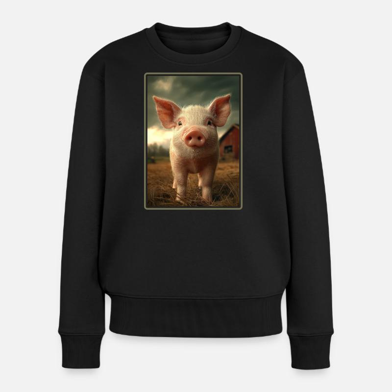 Schweine Schwein - Frauen Premium Bio Pullover - Schwarz