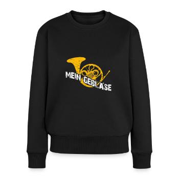 Horn mein Instrument - Frauen Premium Bio Pullover - Schwarz - Vorne - Julia (174cm)