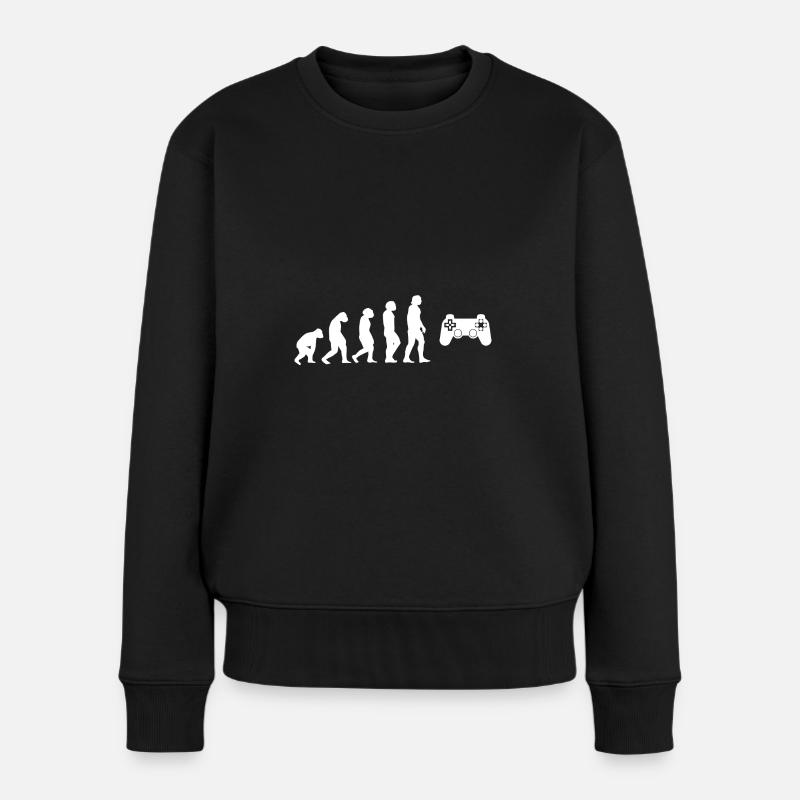 Evolution Zocker - Frauen Premium Bio Pullover - Schwarz