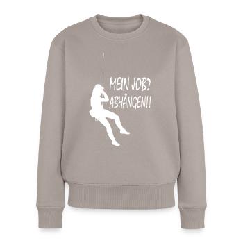 Industriekletterer Gebäudereiniger Job - Frauen Premium Bio Pullover - Taupe - Vorne - Julia (174cm)