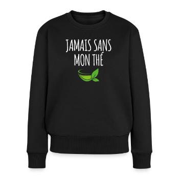 Jamais sans mon thé - Pull Premium bio Femme - noir - Devant - Julia (174cm)