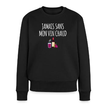 Jamais sans mon vin chaud - Pull Premium bio Femme - noir - Devant - Julia (174cm)