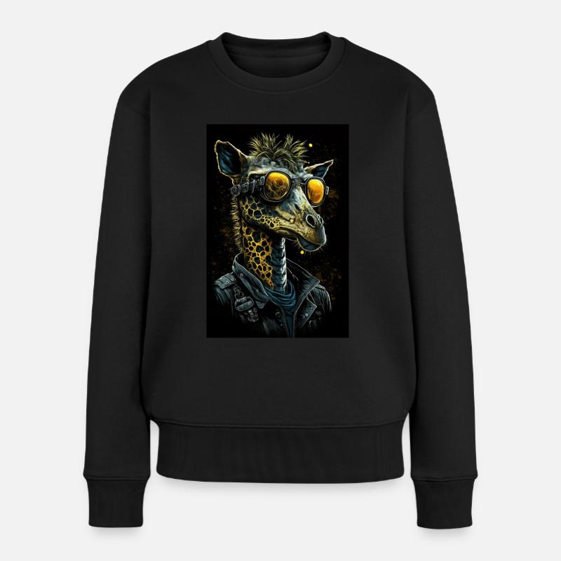 Coole Punk Giraffe - Frauen Premium Bio Pullover - Schwarz