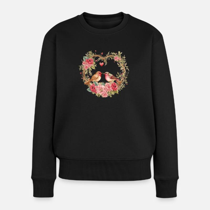Love Birds - Frauen Premium Bio Pullover - Schwarz