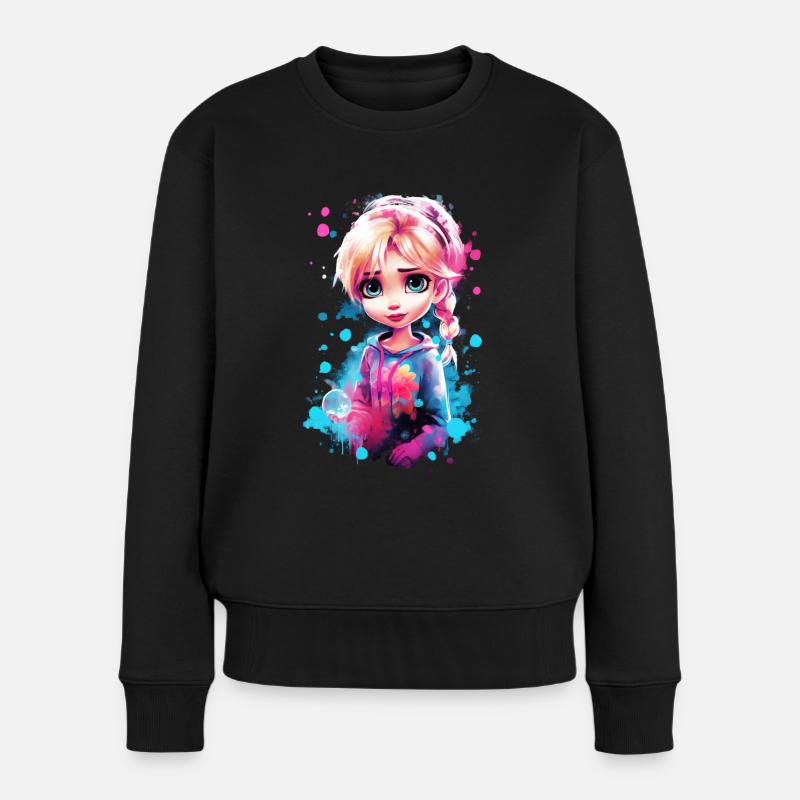 Süßes Mädchen - Frauen Premium Bio Pullover - Schwarz