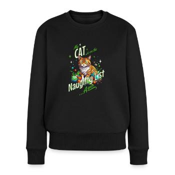 chat coquin Noël - Pull Premium bio Femme - noir - Devant - Julia (174cm)