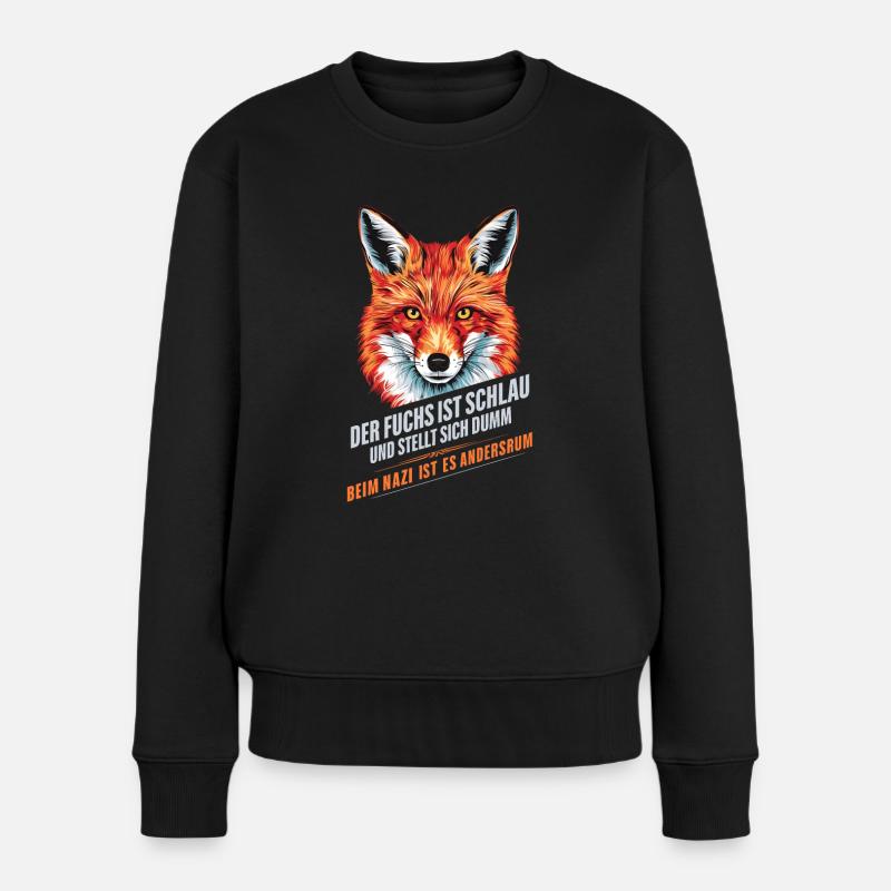 Schlauer Fuchs gegen Rechtsextremismus - Frauen Premium Bio Pullover - Schwarz
