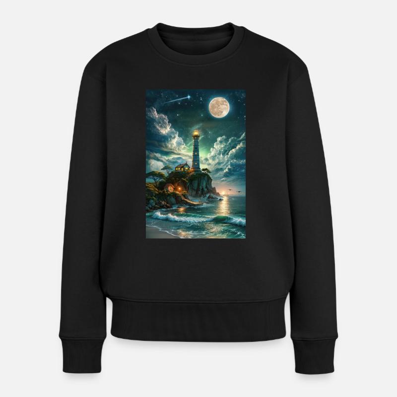Le phare au clair de lune - Pull Premium bio Femme - noir