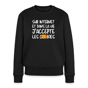 J'accepte les cookies - Pull Premium bio Femme - noir - Devant - Julia (174cm)