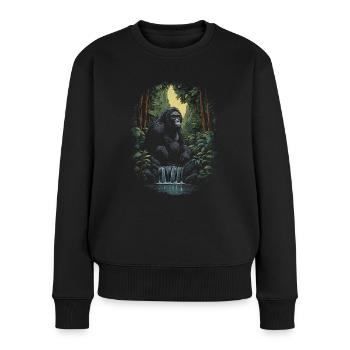Gorille Singe Animal Bébé Louveteau Singe Gorilles - Pull Premium bio Femme - noir - Devant - Julia (174cm)