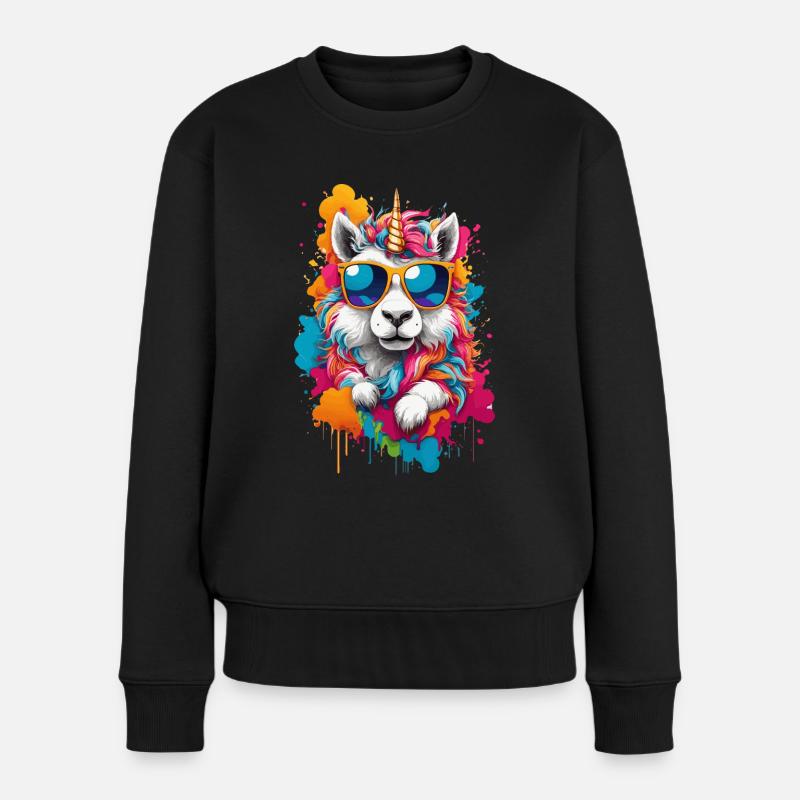 Einhorn unicorn süß niedlich cool - Frauen Premium Bio Pullover - Schwarz