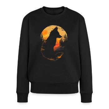 Fuchs Kopf Wald Tier Natur Bäume Baby Fuchs - Frauen Premium Bio Pullover - Schwarz - Vorne - Julia (174cm)