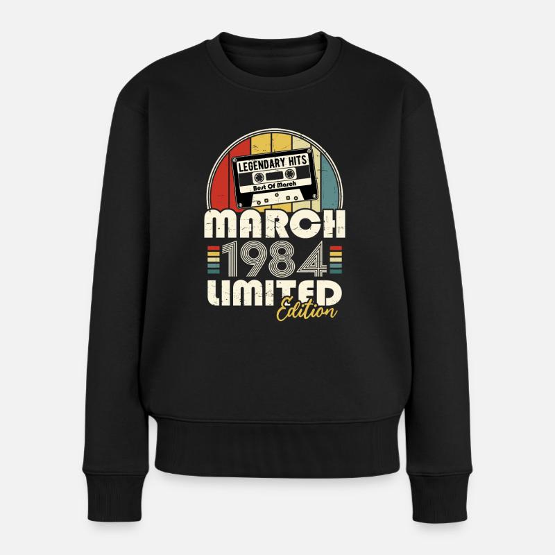 Mars 1984 Vintage Anniversaire Rétro Cadeau - Pull Premium bio Femme - noir