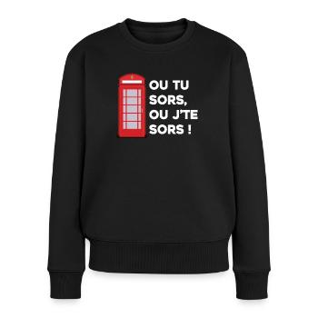 Ou tu sors, ou j'te sors - Pull Premium bio Femme - noir - Devant - Julia (174cm)