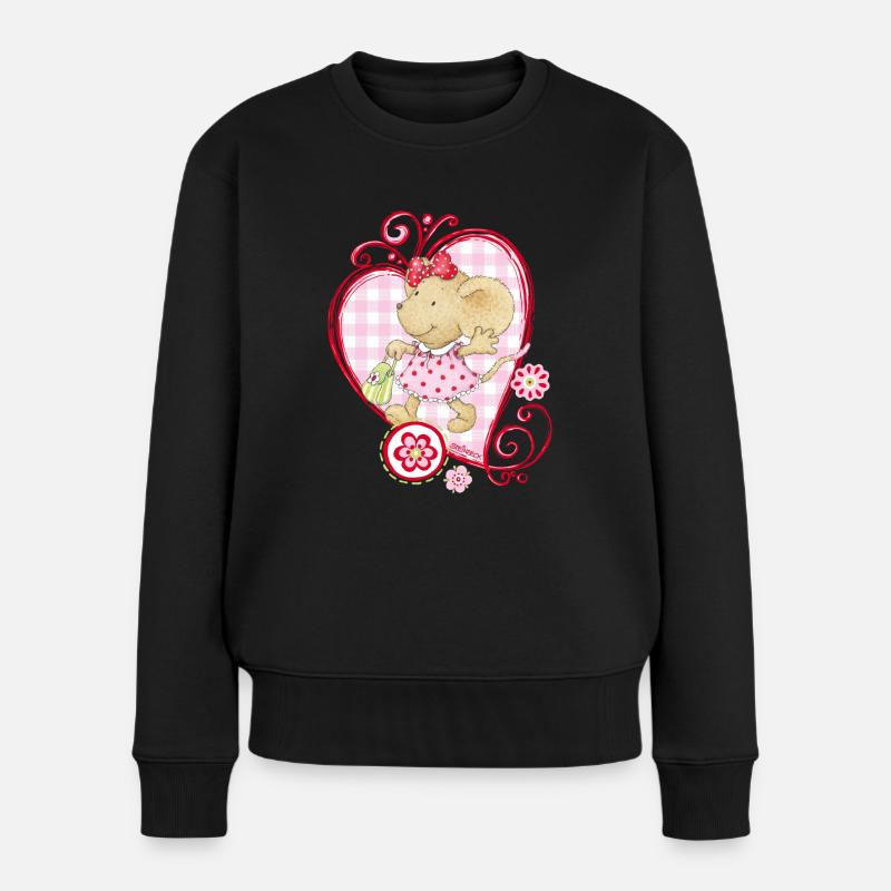 Kikibell Herz pink - Frauen Premium Bio Pullover - Schwarz