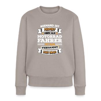 Motorradfahrer - Frauen Premium Bio Pullover - Taupe - Vorne - Julia (174cm)
