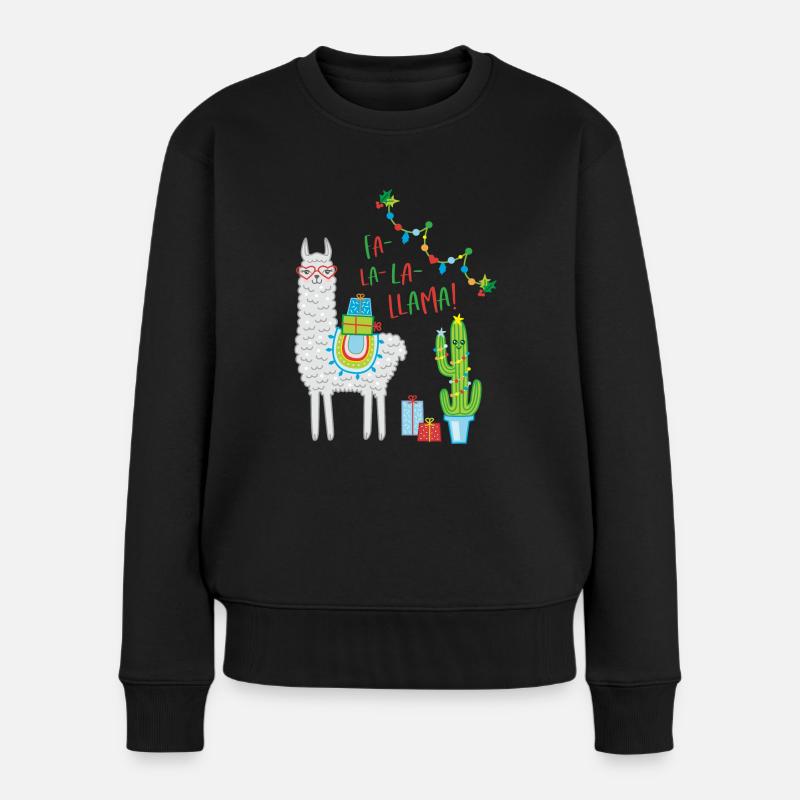 Fa la Llama Weihnachtspullover Weihnachtsgeschenk - Frauen Premium Bio Pullover - Schwarz