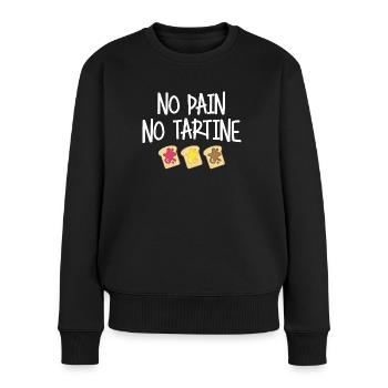 No pain no tartine - Pull Premium bio Femme - noir - Devant - Julia (174cm)