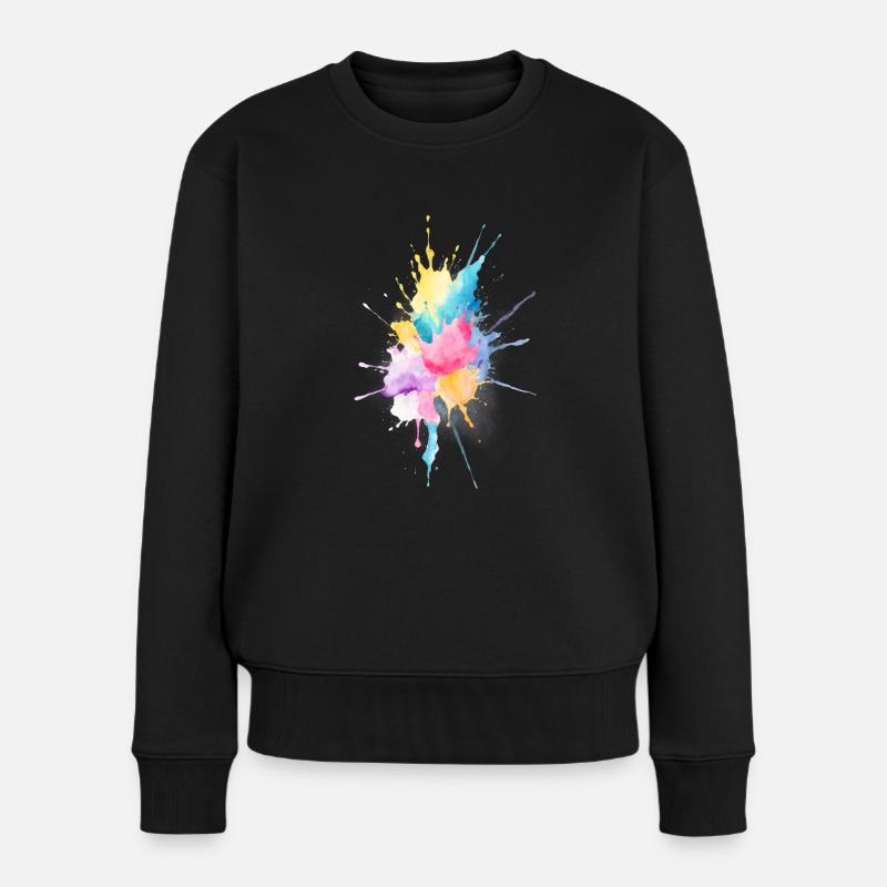Abstract Watercolor Splash - Frauen Premium Bio Pullover - Schwarz