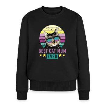 Best cat mum ever cat mom sunglasses lady - Women's Premium Organic Jumper - black - Front - Julia (174cm)