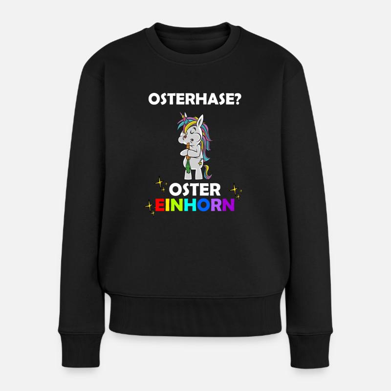 Osterhase oder Oster Einhorn - Frauen Premium Bio Pullover - Schwarz