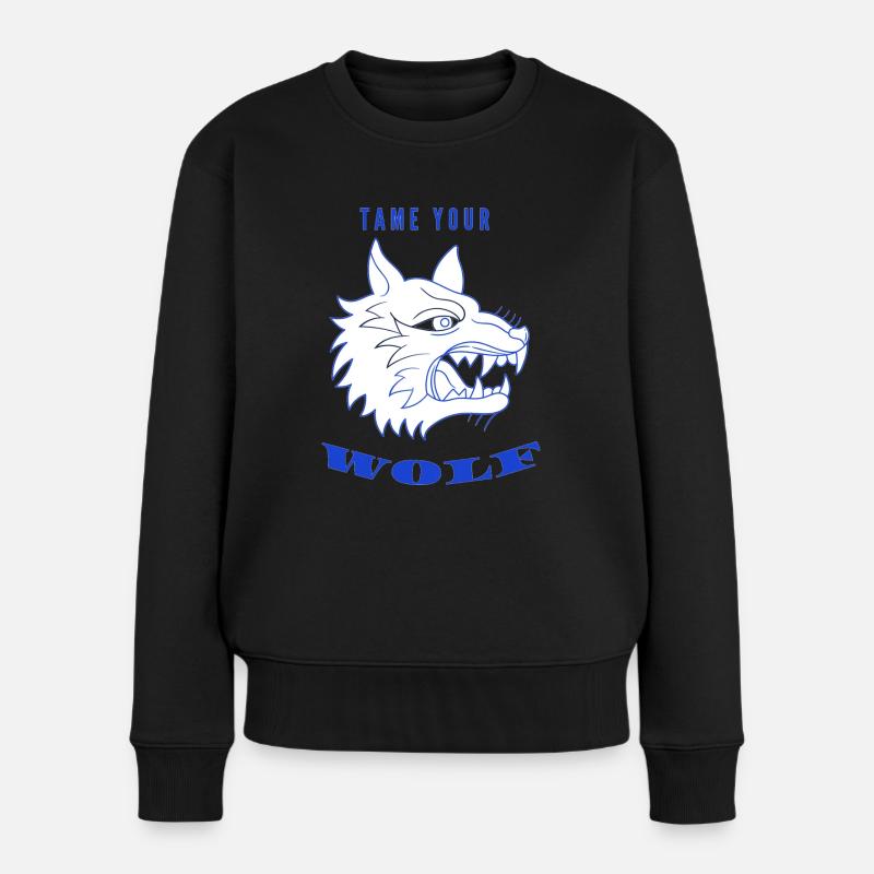 Zähme deinen WOLF - Frauen Premium Bio Pullover - Schwarz