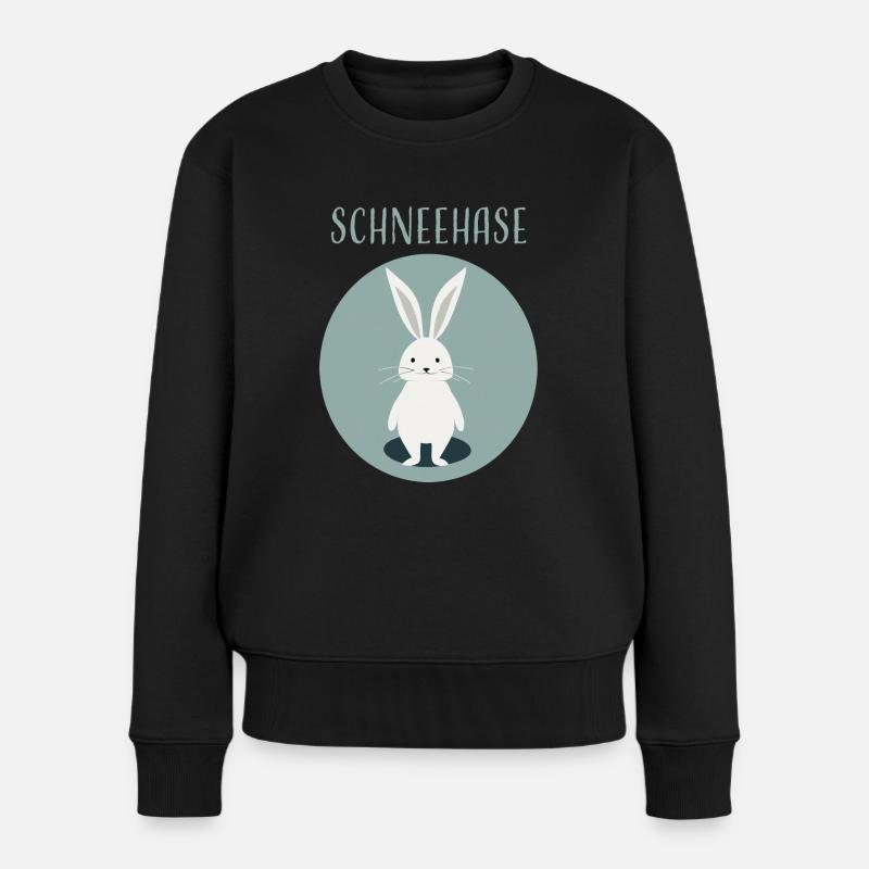 Schneehase - Frauen Premium Bio Pullover - Schwarz